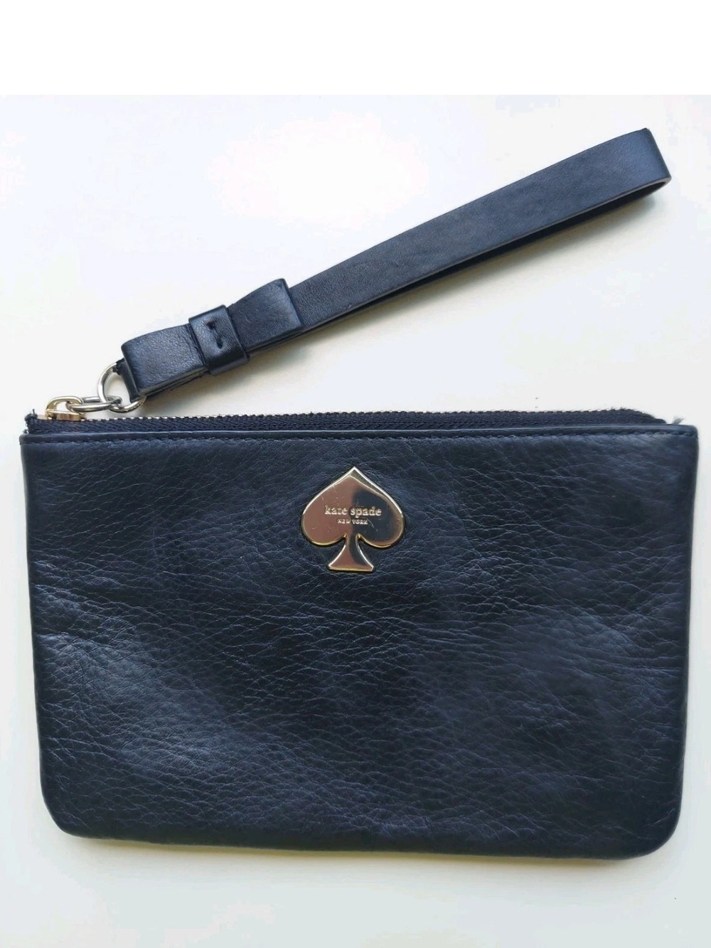 Kate Spade Leroy Street Bee Black Wristlet Striped Interior 6.5"W X 4.0"H X 0.5"